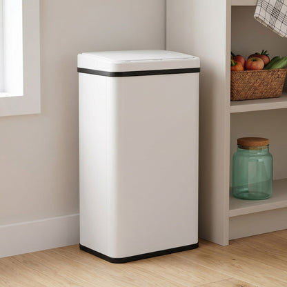 HOMCOM 50L Sensor Bin with Soft-Close Lid, Stainless Steel Automatic Touchless Motion Sensor Kitchen Bin, White