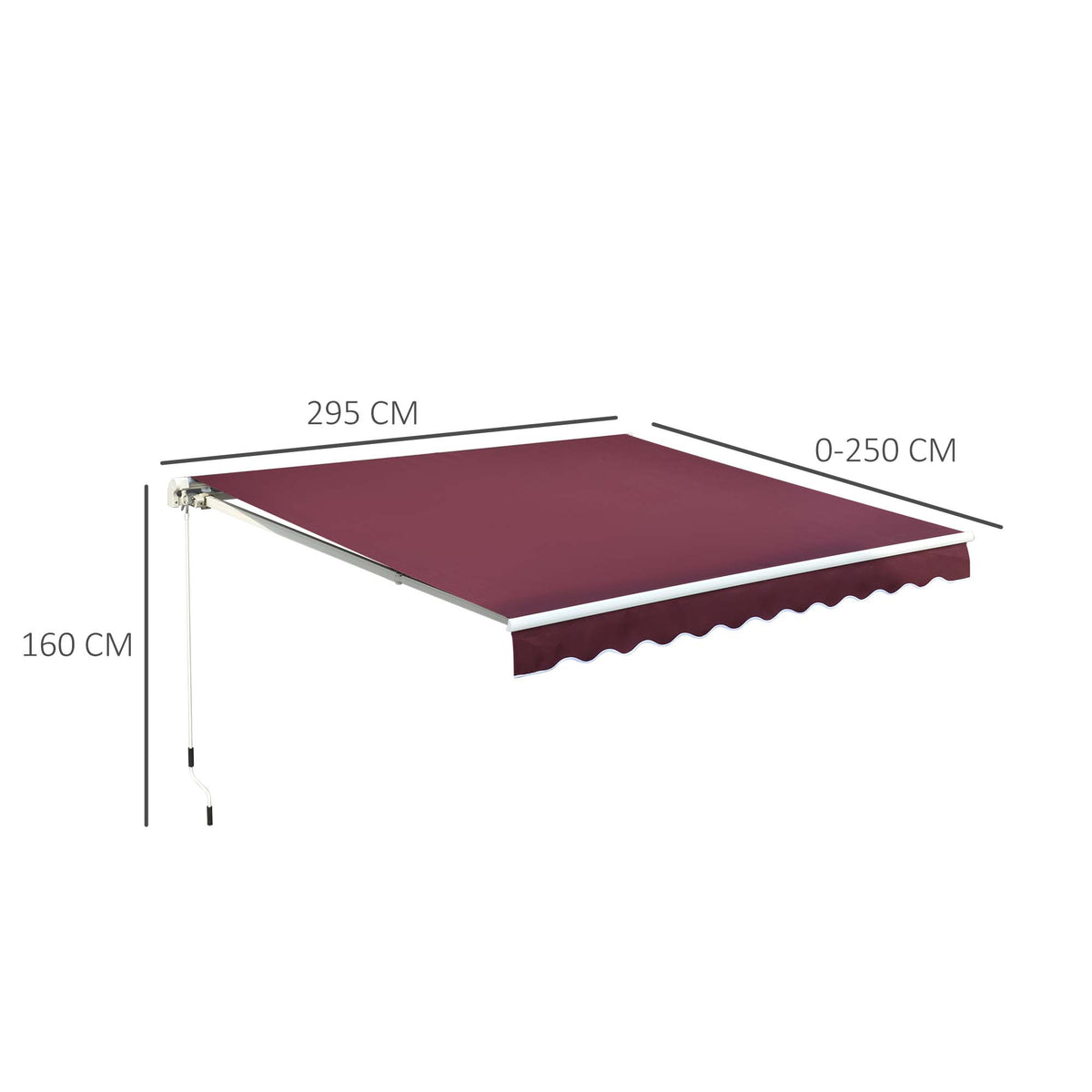 Outsunny Manual Retractable Awning in Wine Red