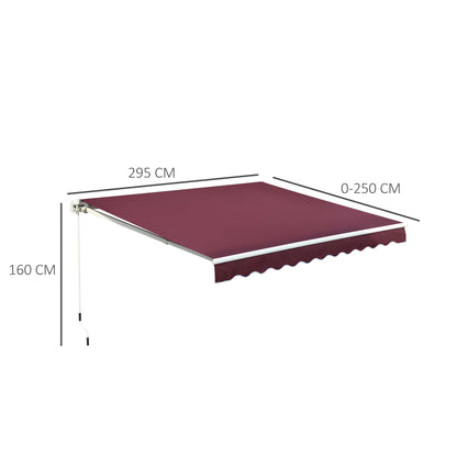 Outsunny Manual Retractable Awning in Wine Red