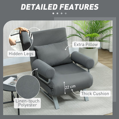 HOMCOM Single Sofa Bed in Dark Grey