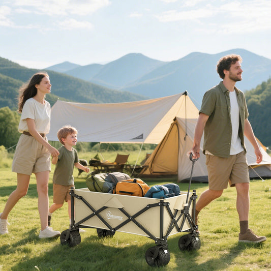 Outsunny Folding Garden Trolley in Khaki