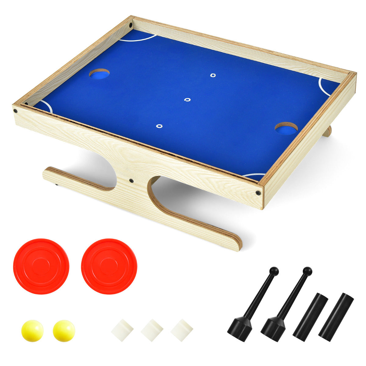 The magnetic mini foosball table and its accessories including balls and handle sets