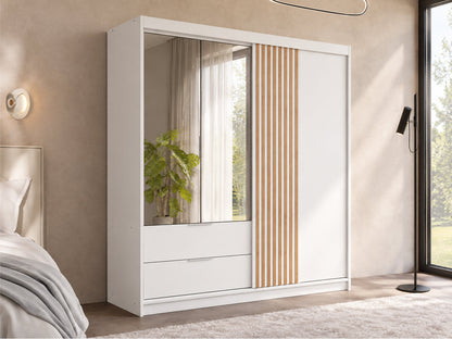 Mallorca Hinged Mirror Door Wardrobe 203cm (MALLORCA-203) in White Matt