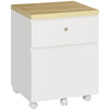 Vinsetto 2-Drawer Filing Cabinet with Lock, Mobile File Cabinet with Hanging Bars for Legal Size and Wheels, Home Office Study, White