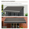 Outsunny Awning Canopy Manual Retractable Porch Sun Shade Shelter 3 x 2m Grey