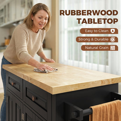 HOMCOM Kitchen Island on Wheels in Black