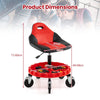Mechanic Stool on Wheels with 71-83 cm Adjustable Height and Tool Tray Storage-Black & Red