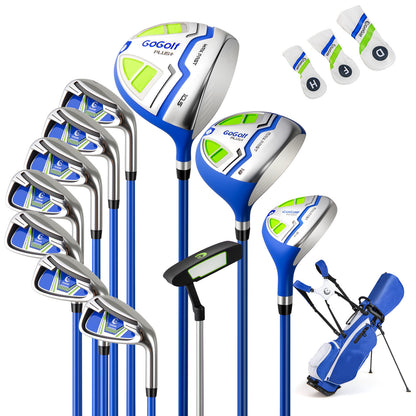 Men's Complete Golf Clubs and Bag Set Right Handed in blue and white with a golf bag and head covers