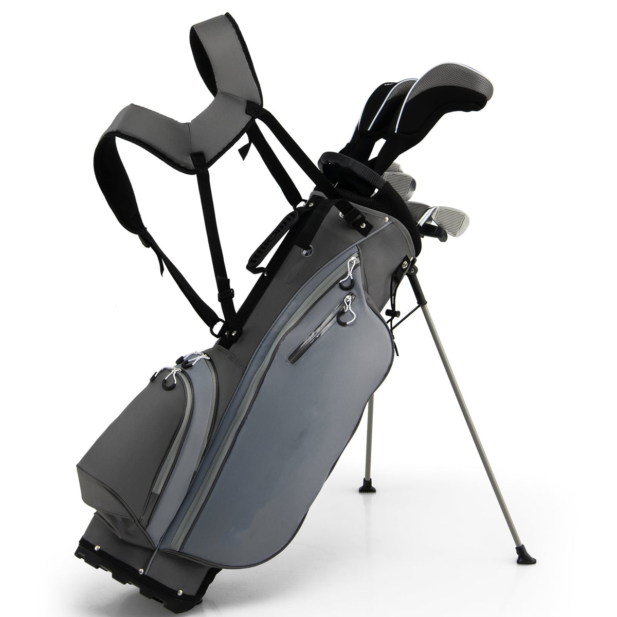 Men's Complete Golf Clubs Package Set 10 Pieces grey golf bag with clubs and stand