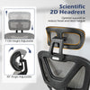 Mesh Office Chair with Retractable Footrest and Waterfall Seat-Grey
