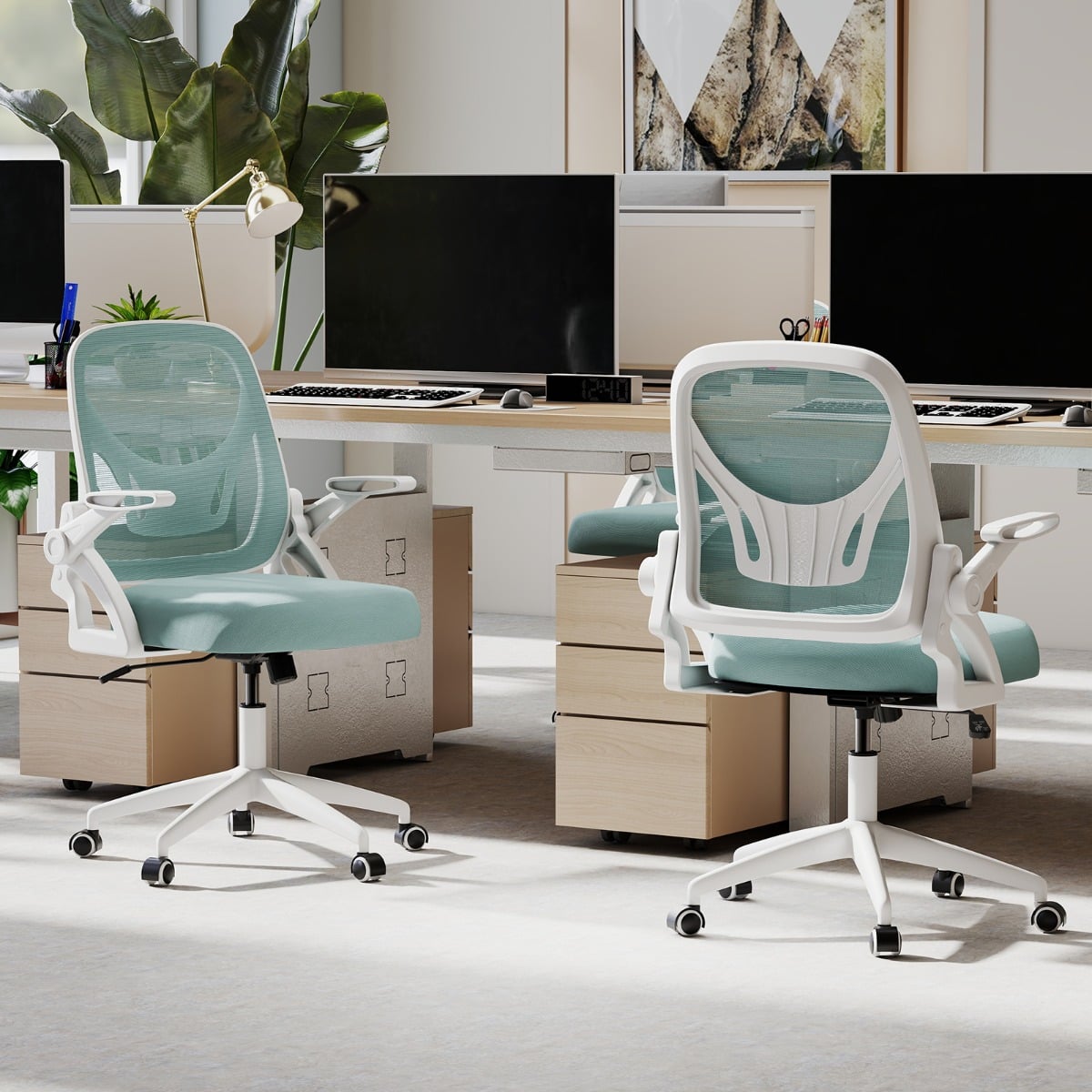 Mesh Office Chair Ergonomic Height Adjustable Swivel Task Computer Desk Chair -Blue