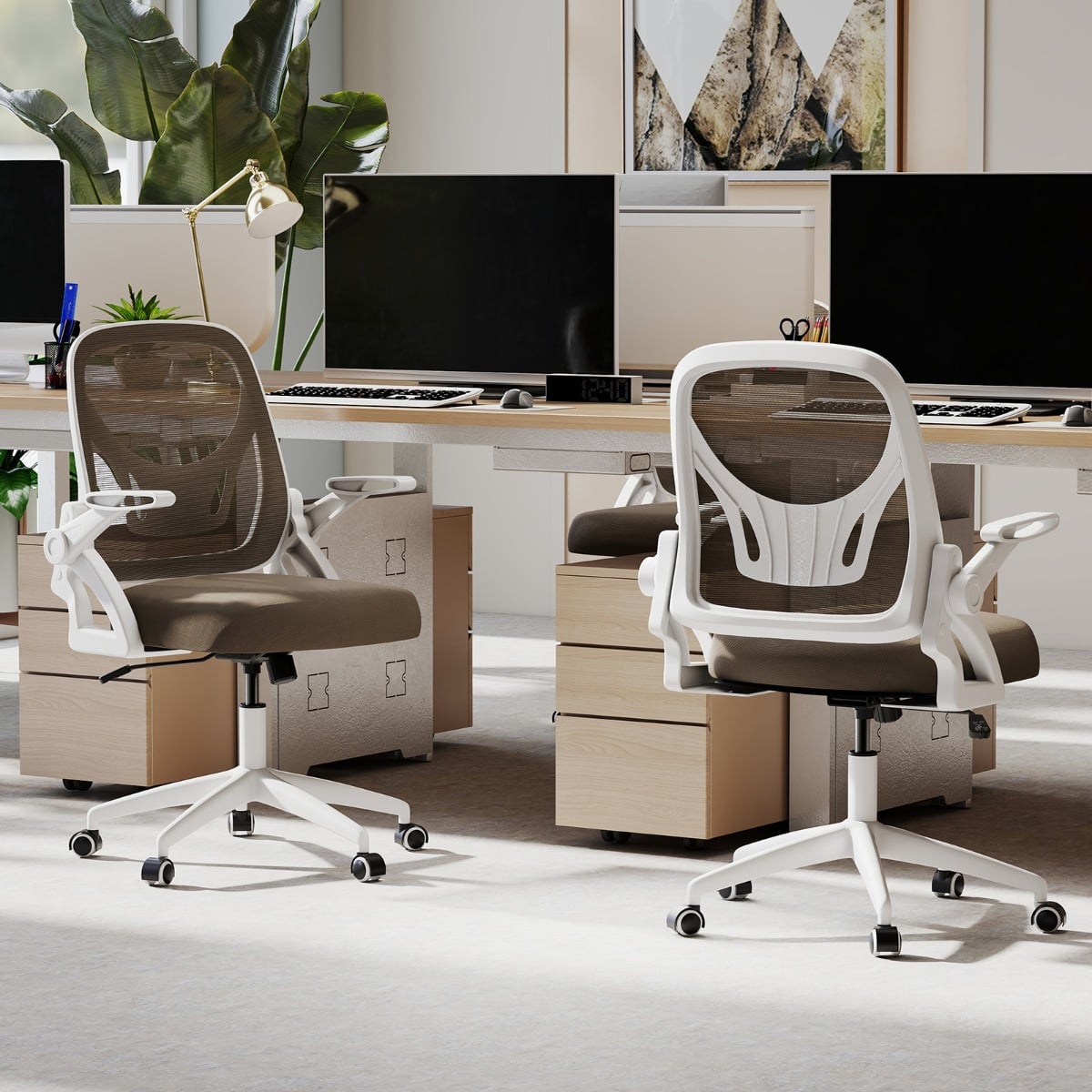 Mesh Office Chair Ergonomic Height Adjustable Swivel Task Computer Desk Chair -Grey