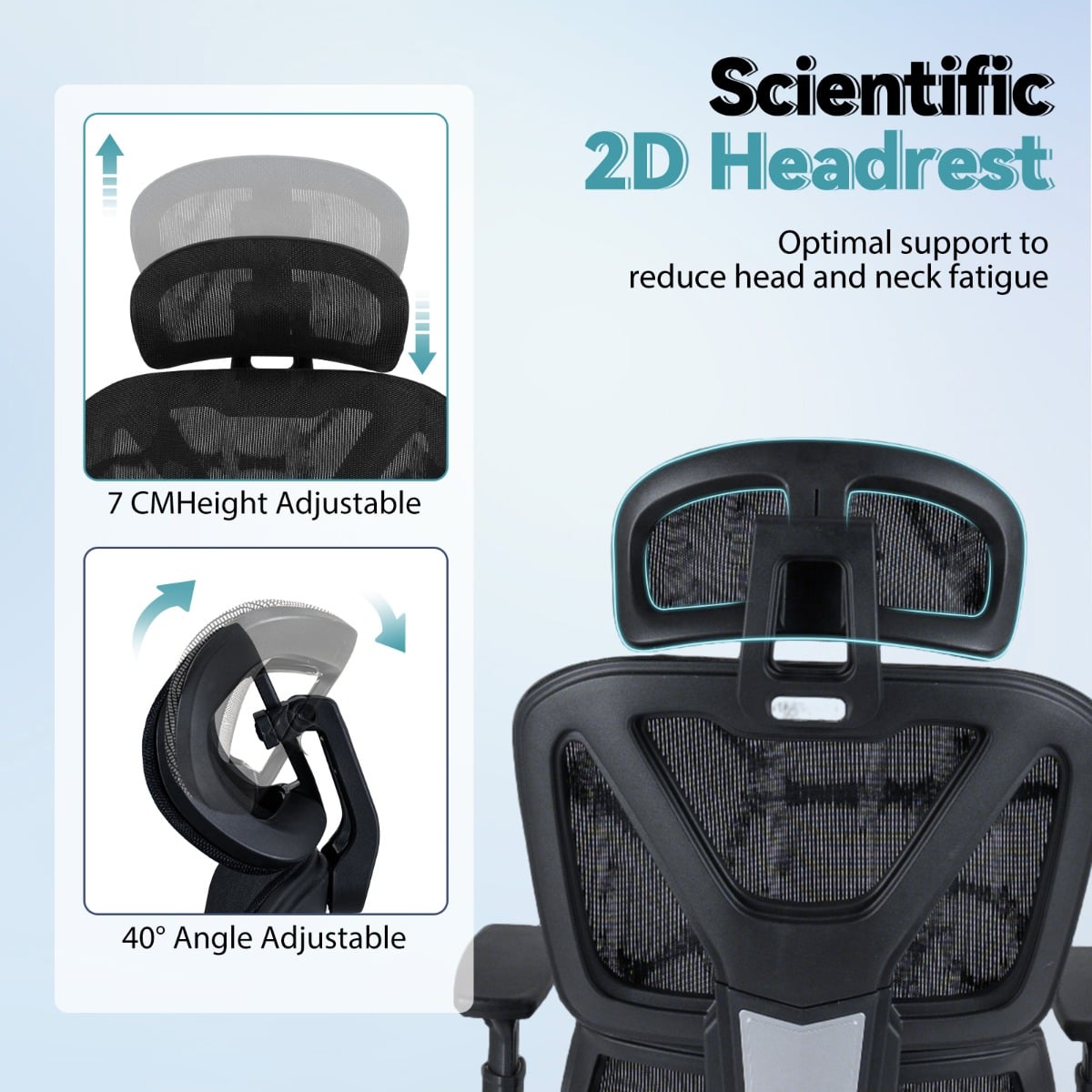 Mesh Office Chair with Retractable Footrest and Waterfall Seat-Black