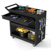 Metal Mechanic Tool Organizer with Large Drawer and 2 Pegboards-Black