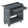 Metal Mechanic Tool Organizer with Large Drawer and 2 Pegboards-Grey