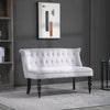 HOMCOM Velvet 2 Seater Sofa, Button Tufted Wingback Loveseat with Rubber Wood Legs for Living Room, Bedroom, Grey