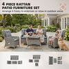 Outsunny 5 Seater Rattan Garden Furniture Set with Sofa, Reclining Chairs, Table, Patio Rattan Furniture Sofa Sets, Grey