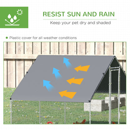 PawHut Walk In Chicken Run مع رف أنشطة الدجاج والغطاء، 3 × 2 × 2 متر