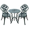 Outsunny Cast Aluminium Outdoor Patio Garden Bistro Elegant Design Table Chair Set - Green (3-Piece)