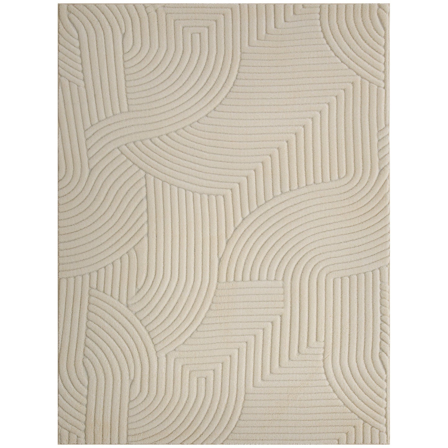 HOMCOM Modern Geometric Rug, Thick & Plush, Non-Slip, 160 x 120 cm - Cream, Living Room/Bedroom/Office