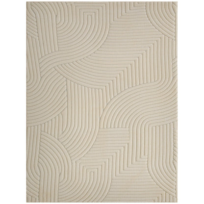 HOMCOM Modern Geometric Rug, Thick & Plush, Non-Slip, 160 x 120 cm - Cream, Living Room/Bedroom/Office