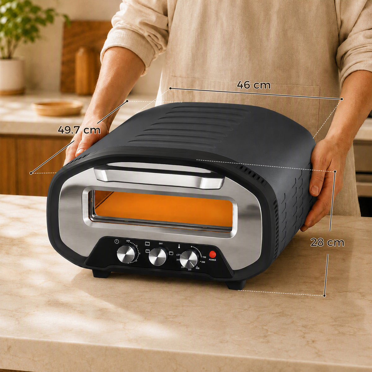 HOMCOM Electric Pizza Oven in Grey