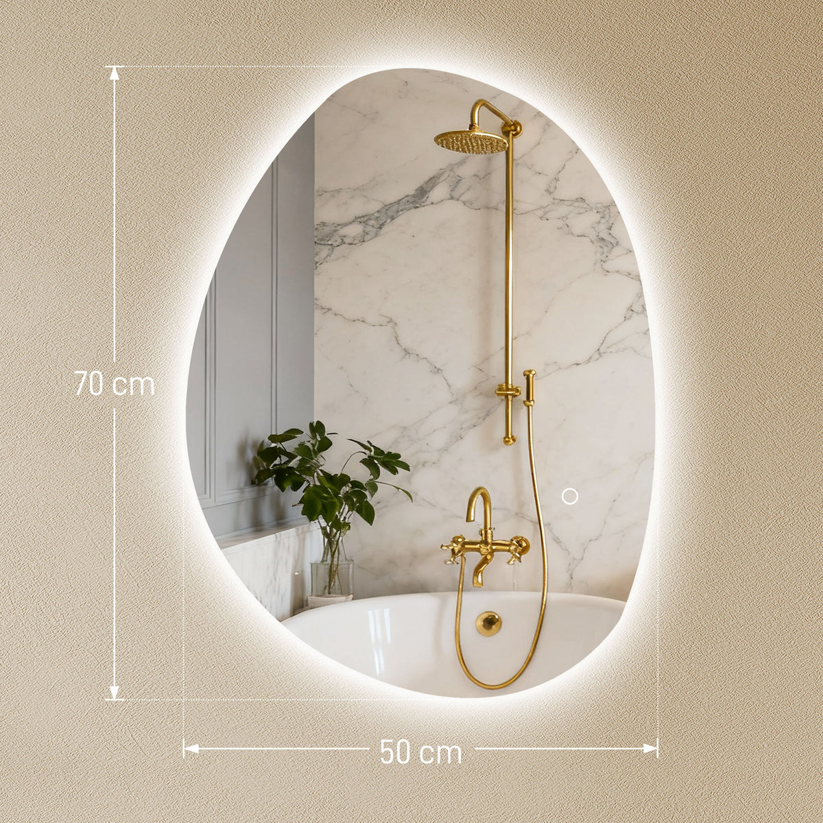 HOMCOM Bathroom Mirror with LED Lights in Silver