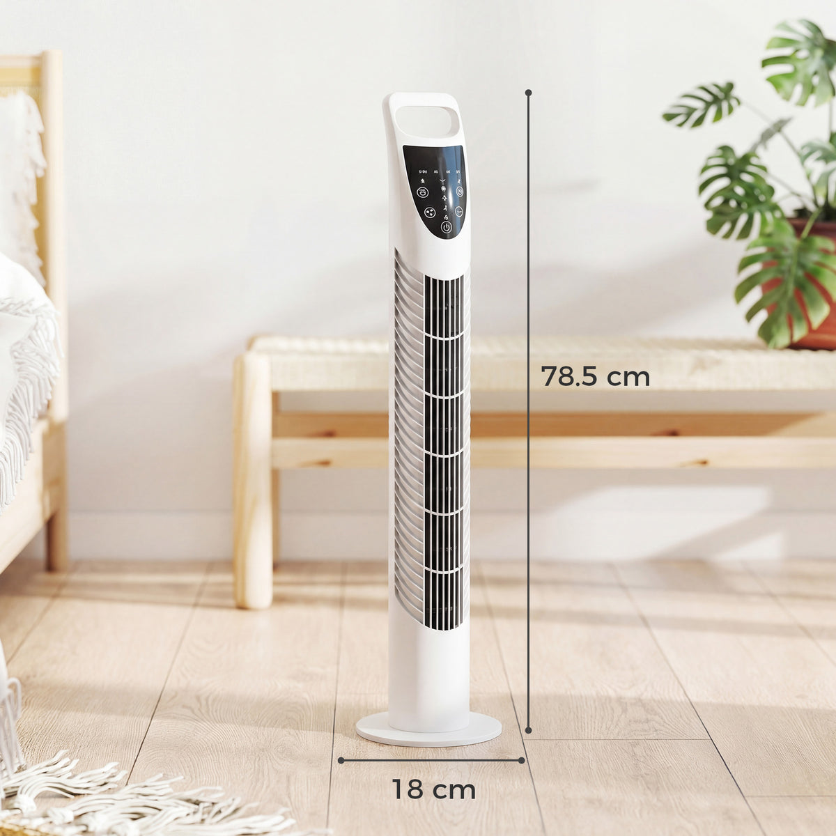 HOMCOM Tower Fan Oscillating 3 Speeds 3 Winds in White