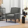 Mid-century Modern Armchair with Thick Cushion & Rubber Wood Legs-Grey