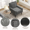 Mid-century Modern Armchair with Thick Cushion & Rubber Wood Legs-Grey