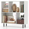 Mid Century Modern Minimalist Cube Bookshelf with 4 Compartments-White