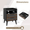 Mid Century Nightstand Modern Bedside Table with Charging Station-Black