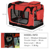PawHut Foldable Pet Carrier for Small and Miniature Dogs, Portable Cat Carrier Soft Side Pet Travel Crate with Removable Mat, Storage Bags, Breathable Mesh Window 60 x 42 x 42cm - Red