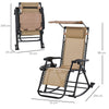 Outsunny Garden Rocking Chair Folding Recliner Outdoor Adjustable Sun Lounger Rocker Zero-Gravity Seat with Headrest Side Holder Patio Deck - Beige