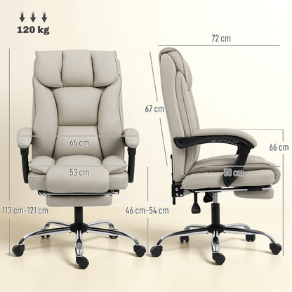 HOMCOM Pet-Friendly Faux Leather Computer Desk Chair, Executive Office Chair with Footrest and Double-Layer Padding, Khaki