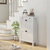 HOMCOM Narrow Shoe Cabinet with 2 Flip Drawers and Adjustable Shelves, White