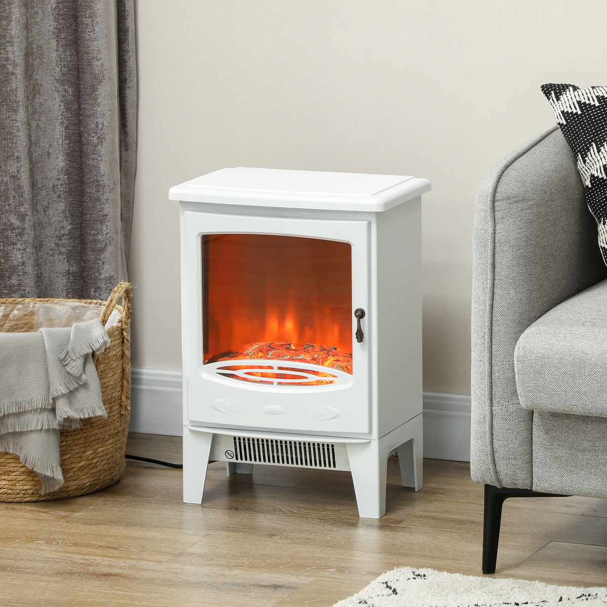 HOMCOM Electric Fireplace Stove in White