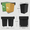 HOMCOM Pull Out Bin, Kitchen Under Sink Bin with 2 Removable Compartments, Smooth Glide, Black