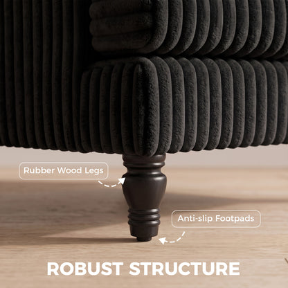 HOMCOM Corduroy Single Sofa Armchair in Black