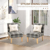 HOMCOM Modern Dining Chairs Set of 2, Accent Chair with Patterned Upholstery, Throw Pillows and Rubber Wood Legs, for Kitchen Living Room, Grey