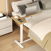 Mobile Over Bed Desk Height Adjustable Standing Laptop Cart with Tilting Tabletop-Natural & White