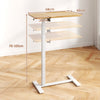 Mobile Over Bed Desk Height Adjustable Standing Laptop Cart with Tilting Tabletop-Natural & White