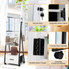 Mobile Standing Lockable Jewelry Cabinet with Full Length Mirror-White