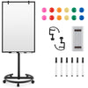 100 cm x 65 cm Height-Adjustable Magnetic Whiteboard on Wheels-Black & White