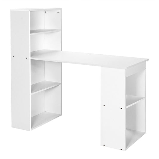 Modern 3-in-1 Wooden Computer Desk with 6-Tier Storage Bookshelves shown against a plain white background