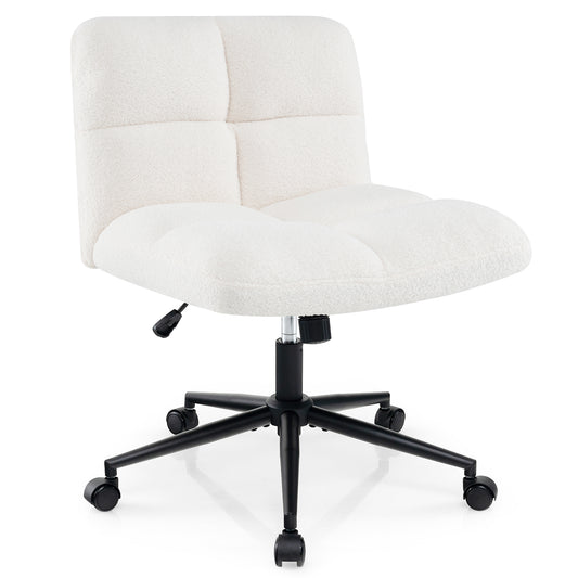 Modern Cross Legged Swivel Task Chair with Wheels in beige, a comfortable office chair with a plush seat and back