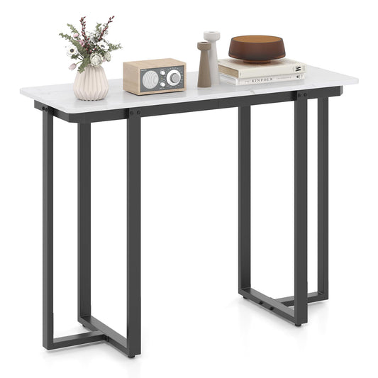 Modern Faux Marble Entryway Console Table with geometric metal frame