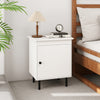 Set of 2 modern Nightstand with Cabinet and Heavy-Duty Metal Legs-White
