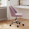 Modern Armless Office Chair with Curved Backrest and Upholstered Seat-Pink