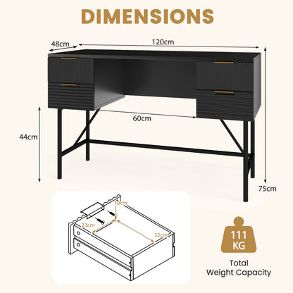 Modern Computer Desk with 4 Drawers and Storage-Black